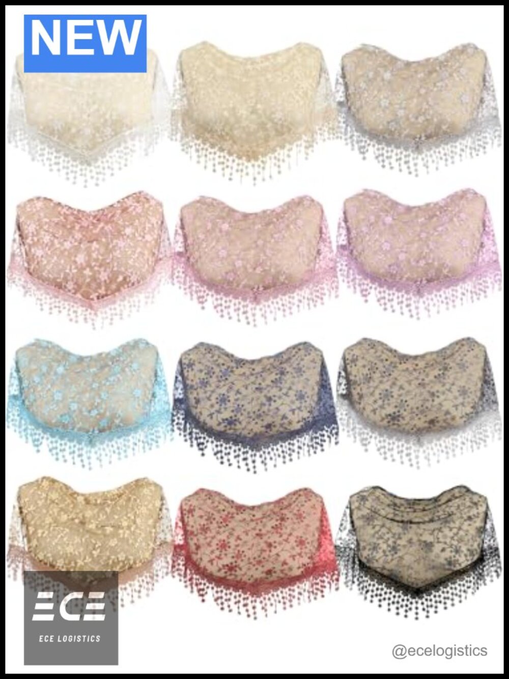 Lace Triangle Mantilla Veil Floral Tulle Scarf Church Catholic Mass